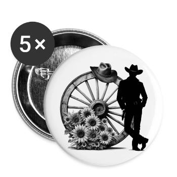 Cowboy Funny Cowboy Hat Wild Western Rodeo Texas - Buttons small 1''/25 mm (5-pack) - white - Front