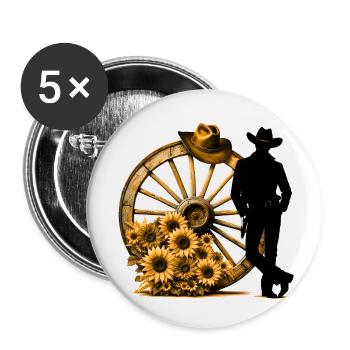 Cowboy Funny Cowboy Hat Wild Western Rodeo Texas - Buttons small 1''/25 mm (5-pack) - white - Front