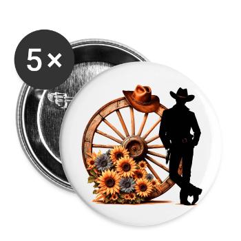 Cowboy Funny Cowboy Hat Wild Western Rodeo Texas - Buttons small 1''/25 mm (5-pack) - white - Front