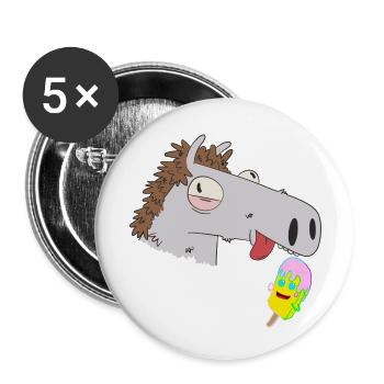 Pferdekopf Eiskrem Kinder Sommer Kind Pferd Pferde - Buttons small 1''/25 mm (5-pack) - white - Front