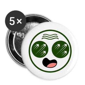 Militär mit Flugzeugen in den Augen - Buttons klein 25 mm (5er Pack) - Weiß - Vorne
