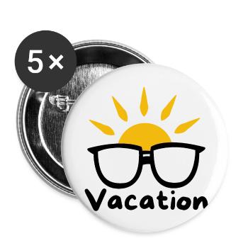 Vacances soleil et lunette - Lot de 5 petits badges (25 mm) - blanc - Devant
