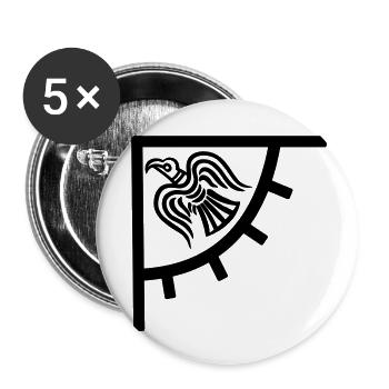 Drapeau Viking Coin Corbeau - Lot de 5 petits badges (25 mm) - blanc - Devant