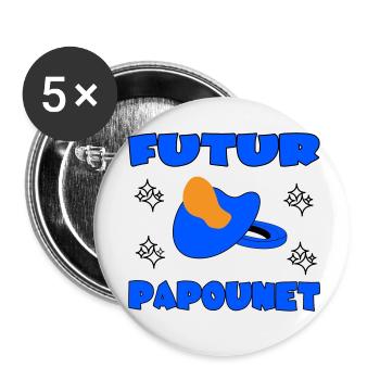 FUTUR PAPOUNET - Lot de 5 petits badges (25 mm) - blanc - Devant