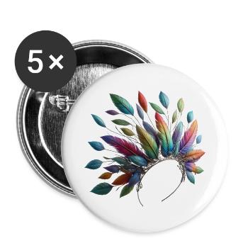 Farbenfrohe Federn. Lebendig und detailreiche - Buttons klein 25 mm (5er Pack) - Weiß - Vorne