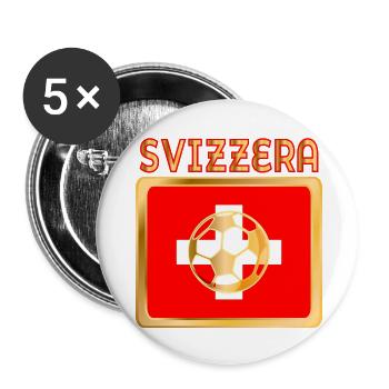 Schweizer Italienischer Fußball - Buttons klein 25 mm (5er Pack) - Weiß - Vorne