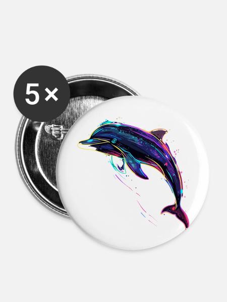 Delfin - Buttons klein 25 mm (5er Pack) - Weiß