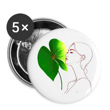 Flowers Women girl fashion design art female style - Buttons small 1''/25 mm (5-pack) - white - Front