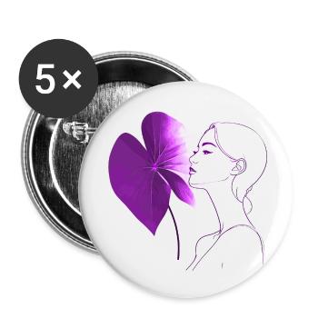 Flowers Women girl fashion design art female style - Buttons small 1''/25 mm (5-pack) - white - Front