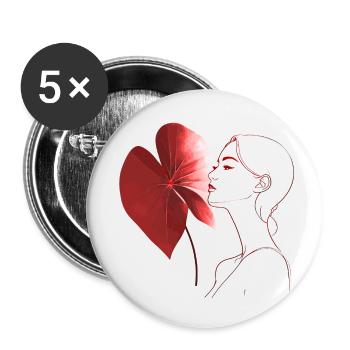 Flowers Women girl fashion design art female style - Buttons small 1''/25 mm (5-pack) - white - Front