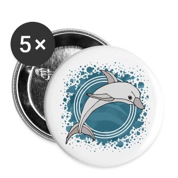 Dolphin - Buttons small 1''/25 mm (5-pack) - white - Front