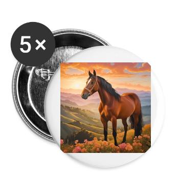 Art du cheval - Lot de 5 petits badges (25 mm) - blanc - Devant