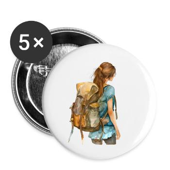 Backpacker T-Shirt Rucksackreise Sabbatical - Buttons klein 25 mm (5er Pack) - Weiß - Vorne