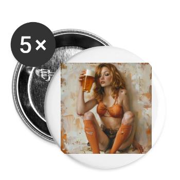Bier - Buttons klein 25 mm (5er Pack) - Weiß - Vorne