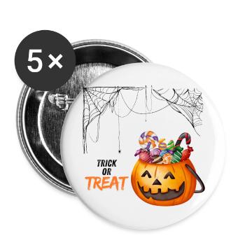 Halloween trick or treat - Buttons klein 25 mm (5er Pack) - Weiß - Vorne