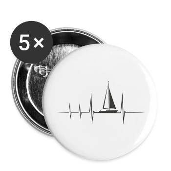 Sailing Boat Heartbeat Sailboat - Buttons small 1''/25 mm (5-pack) - white - Front