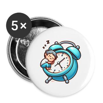 Réveil et sommeil - Lot de 5 petits badges (25 mm) - blanc - Devant