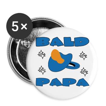 BALD PAPA - Buttons small 1''/25 mm (5-pack) - white - Front