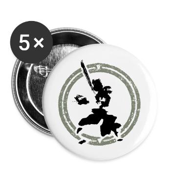 Samouraï - Lot de 5 petits badges (25 mm) - blanc - Devant