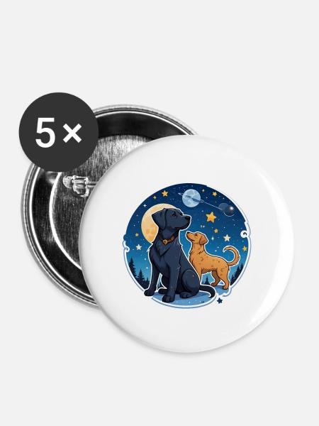 Freunde unter den Sternen - Buttons klein 25 mm (5er Pack) - Weiß