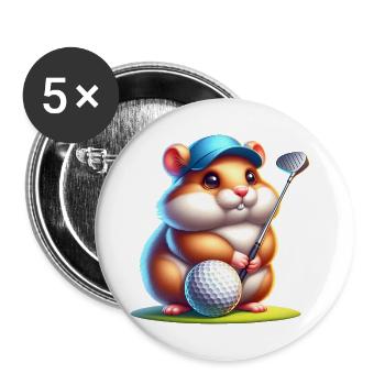 Lustiger Hamster Golfer Beim Golfspielen - Buttons klein 25 mm (5er Pack) - Weiß - Vorne