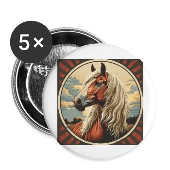 Haflinger Horse - Buttons small 1''/25 mm (5-pack) - white - Front