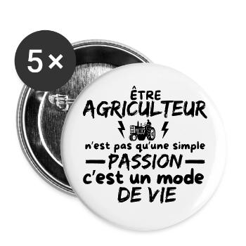 AGRICULTEUR - Lot de 5 petits badges (25 mm) - blanc - Devant