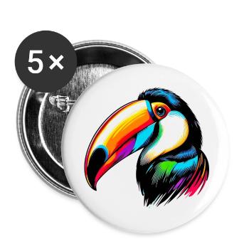 Toucan - Buttons small 1''/25 mm (5-pack) - white - Front