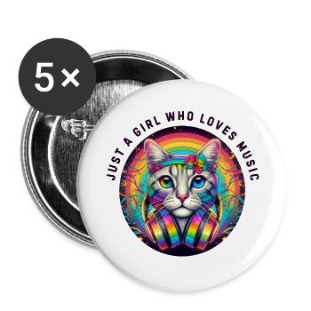 Lesbe. Einfach ein Mädchen, das Musik liebt - Buttons klein 25 mm (5er Pack) - Weiß - Vorne