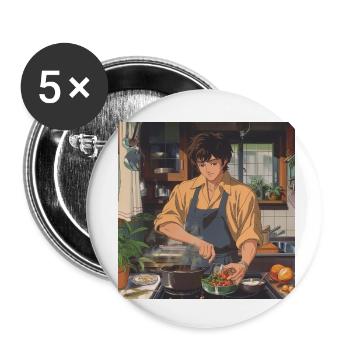 Années 80 Anime Guy Calmant Impression de mode de haute qualité - Lot de 5 petits badges (25 mm) - blanc - Devant