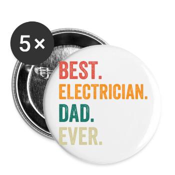 Meilleur père électricien de tous les temps - Lot de 5 petits badges (25 mm) - blanc - Devant