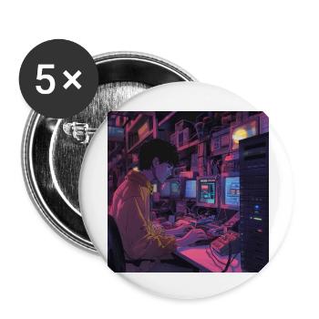 80s anime girl calming high quality fashion print - Buttons small 1''/25 mm (5-pack) - white - Front