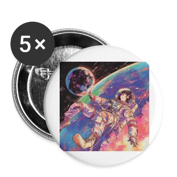 80s anime girl calming high quality fashion print - Buttons small 1''/25 mm (5-pack) - white - Front