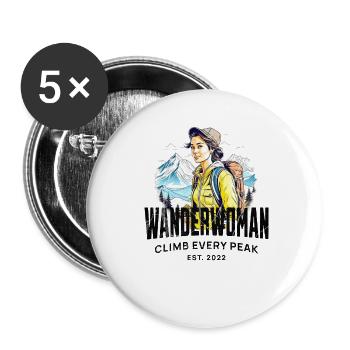 Wanderwoman - Buttons klein 25 mm (5er Pack) - Weiß - Vorne