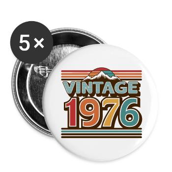 Vintage 1976 47 Year Old Birthday Gift Man Fe - Buttons small 1''/25 mm (5-pack) - white - Front