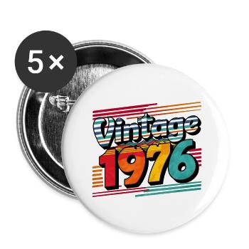 Vintage 1976 47 Year Old Birthday Gift Man Fe - Buttons small 1''/25 mm (5-pack) - white - Front
