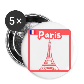 Paris capitale de la France Tour Eiffel - Lot de 5 petits badges (25 mm) - blanc - Devant