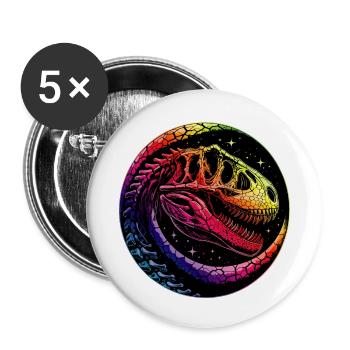 buntes Dinosaurierskelett für Dino Fans - Buttons klein 25 mm (5er Pack) - Weiß - Vorne