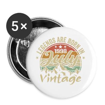 Vintage Juillet 1998 Anniversaire Juillet 1998 - Lot de 5 petits badges (25 mm) - blanc - Devant