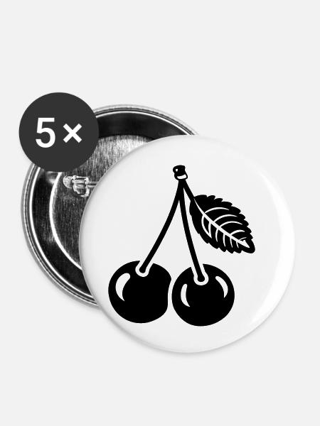 Kirsche - Buttons klein 25 mm (5er Pack) - Weiß