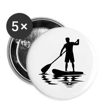 Paddelverein Stand Up Paddling und Brett - Buttons klein 25 mm (5er Pack) - Weiß - Vorne
