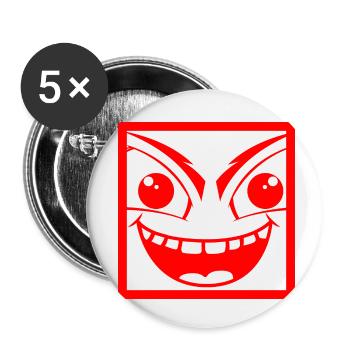 Monstre malicieux avec visage humain - Lot de 5 petits badges (25 mm) - blanc - Devant