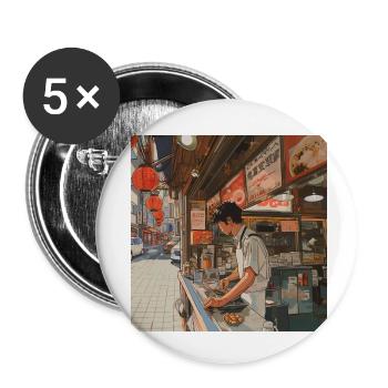 Anime des années 80 Anime Teen Calmant Impression de mode de haute qualité - Lot de 5 petits badges (25 mm) - blanc - Devant