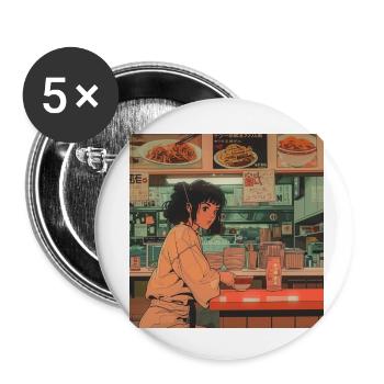 Anime des années 80 Anime Teen Calmant Impression de mode de haute qualité - Lot de 5 petits badges (25 mm) - blanc - Devant