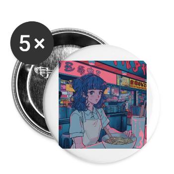 Anime des années 80 Anime Teen Calmant Impression de mode de haute qualité - Lot de 5 petits badges (25 mm) - blanc - Devant