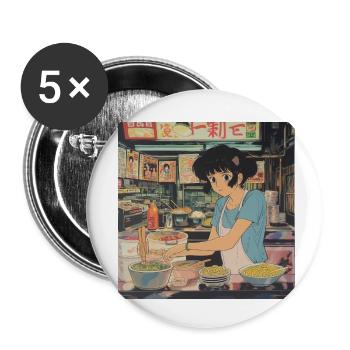 Anime des années 80 Anime Teen Calmant Impression de mode de haute qualité - Lot de 5 petits badges (25 mm) - blanc - Devant