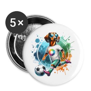 Dachshund Soccer Player Wiener Dog Fan - Buttons small 1''/25 mm (5-pack) - white - Front