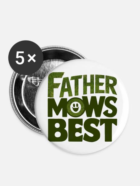 Father Mows Best - Buttons klein 25 mm (5er Pack) - Weiß