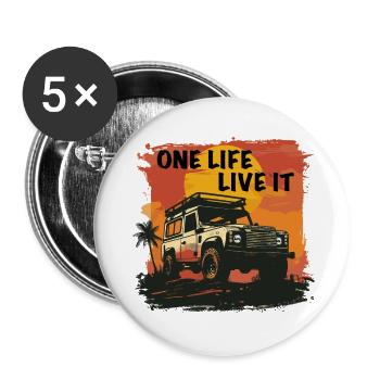 Defender One Life Live It 4x4 LaRor Off-Road - Buttons klein 25 mm (5er Pack) - Weiß - Vorne