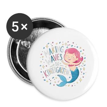 Faire des vagues à la maternelle - Lot de 5 petits badges (25 mm) - blanc - Devant